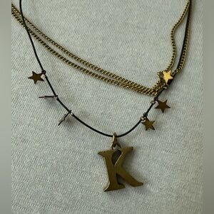 Anthropologie Gold-Tone Necklace with Initial Pendant “K”